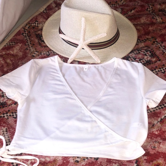 SHEIN WHITE WRAP SHIRT - Picture 2 of 8